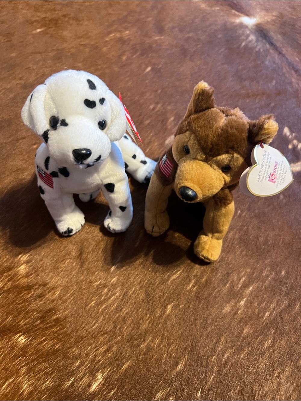 Rare retired Ty Beanie Baby - 2001 Courage And Rescue The Dogs - USA Patch